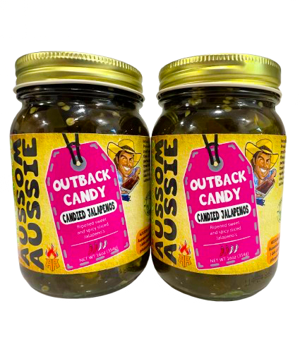 Introducing our Outback Candy, our Aussom Provisions' candied jalapeños. Crafted in small batches from the freshest ingredients, these jalapeños are transformed into a perfect blend of sweet and spicy. A unique treat that captures the adventurous spirit of the outback, they'reideal for elevating yourculinary creations.