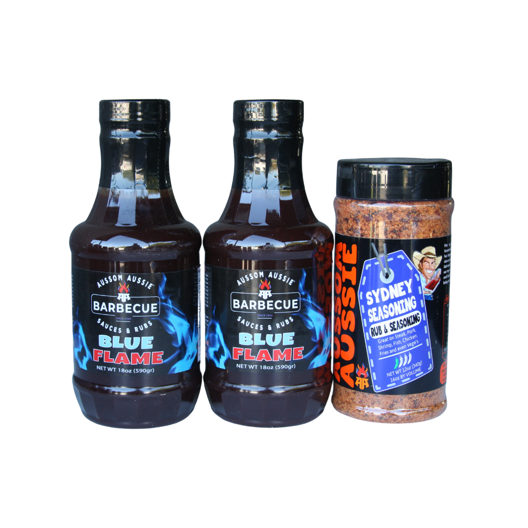 Blue Flame BBQ Sauce 2-Pack + Sydney Seasoning Bundle