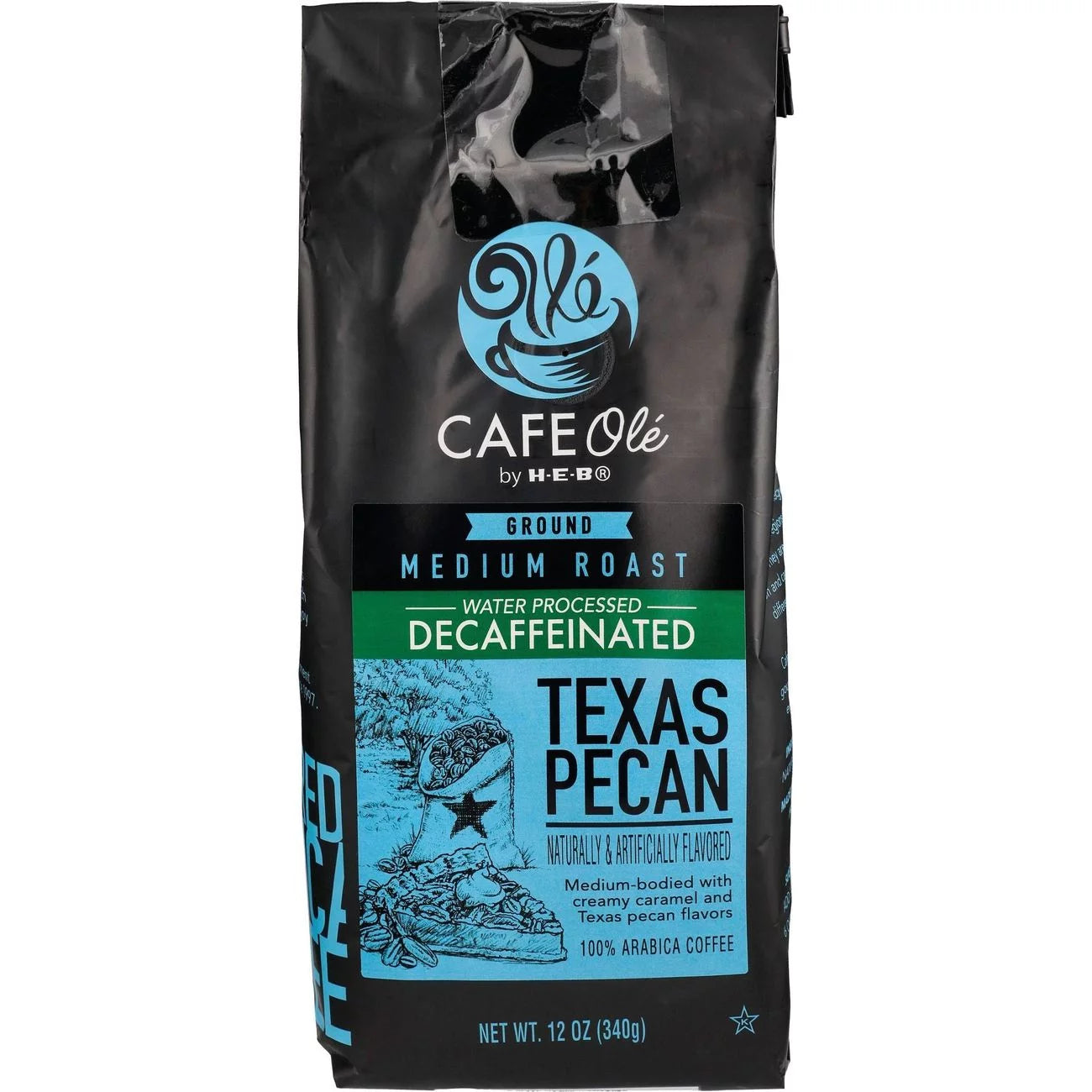 HEB Cafe Ole Decaf Texas Pecan Ground Coffee 12oz - 2 Bags