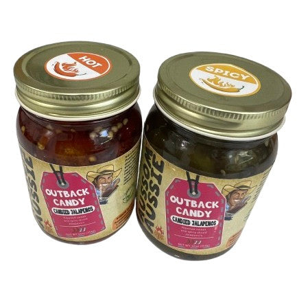 Introducing our Outback Candy, our Aussom Provisions' candied jalapeños. Crafted in small batches from the freshest ingredients, these jalapeños are transformed into a perfect blend of sweet and spicy. A unique treat that captures the adventurous spirit of the outback, they'reideal for elevating yourculinary creations.