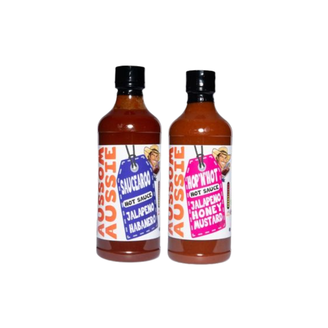 2 x Hot Sauces 1 x Saucearoo & 1 x Hop'N'Hot