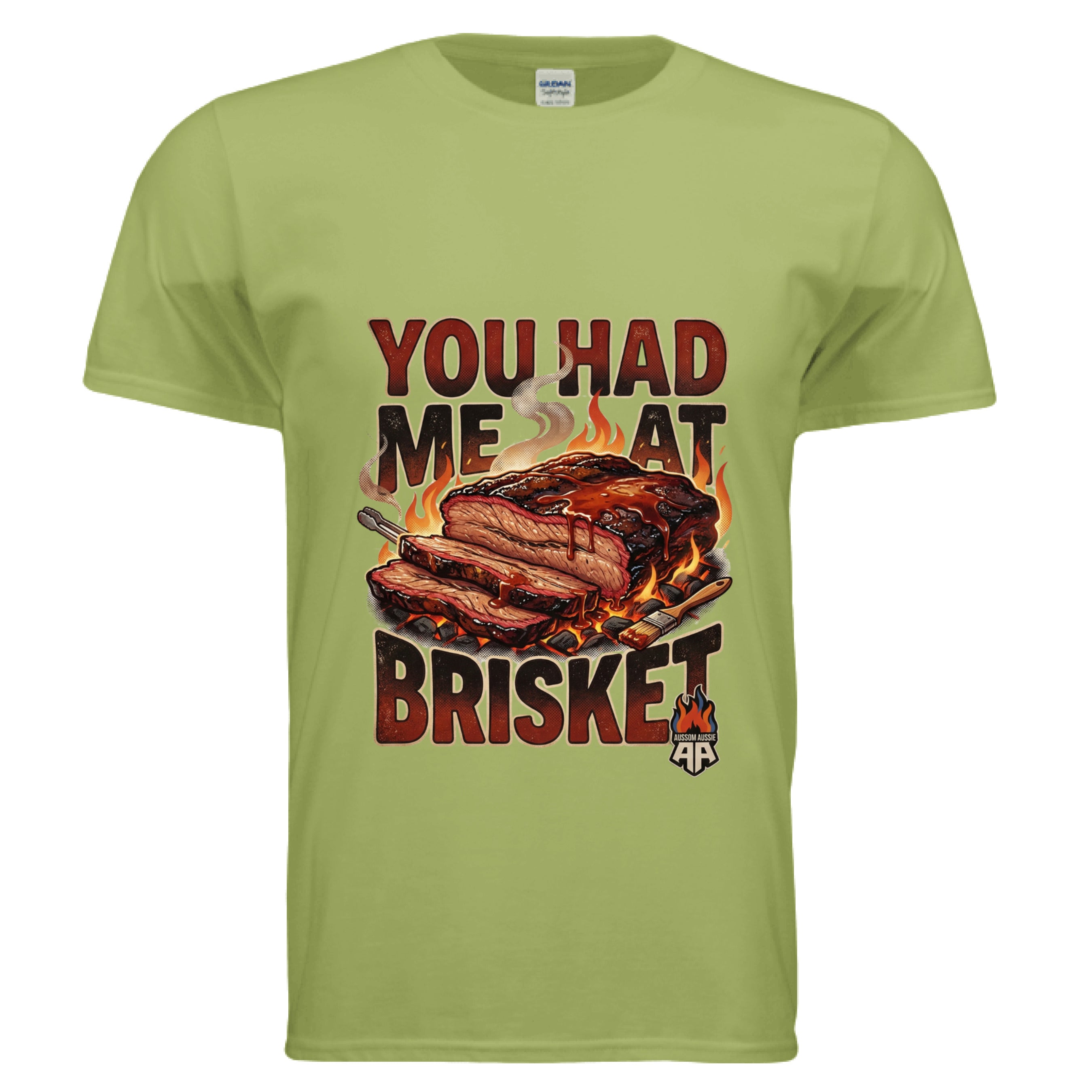 You had me at brisket design T-shirt in -Kiwi Colored shirt